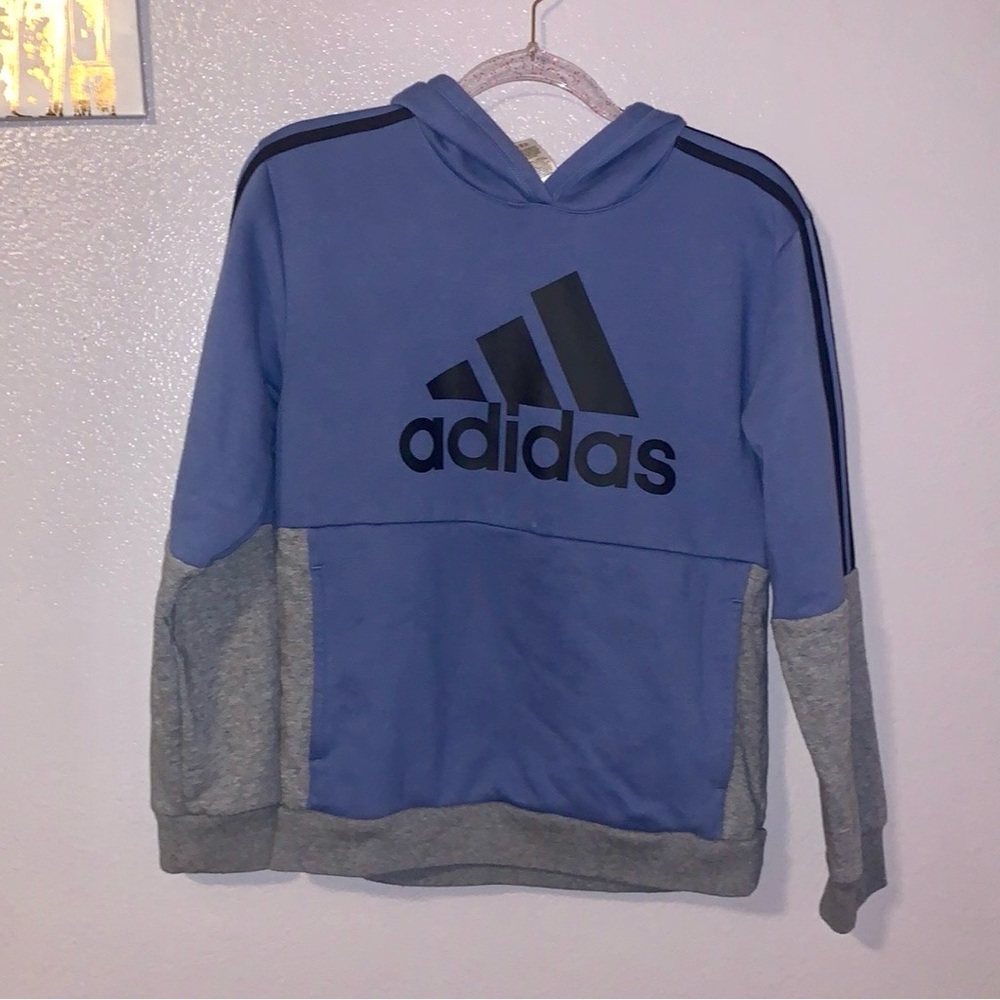Adidas Youth Fleece Hoodie Size L(14/16) Regular Fit Pullover With Hood